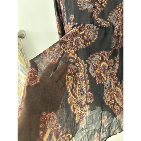Free People Women's Forget Me Not Sheer Short Paisley Dress Size Large Bohemian - Picture 5 of 9